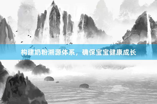 构建奶粉溯源体系，确保宝宝健康成长